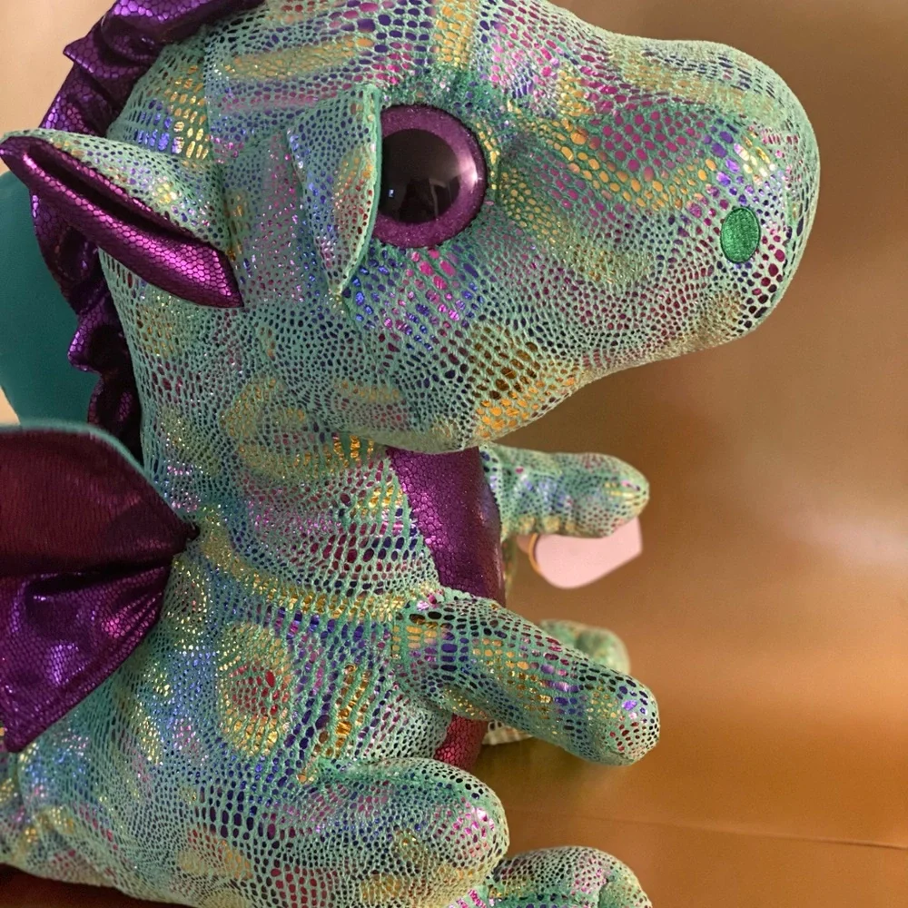 TY BEANIE BOOS CINDER the Multicolor Plush stuffed Dragon Size LARGE